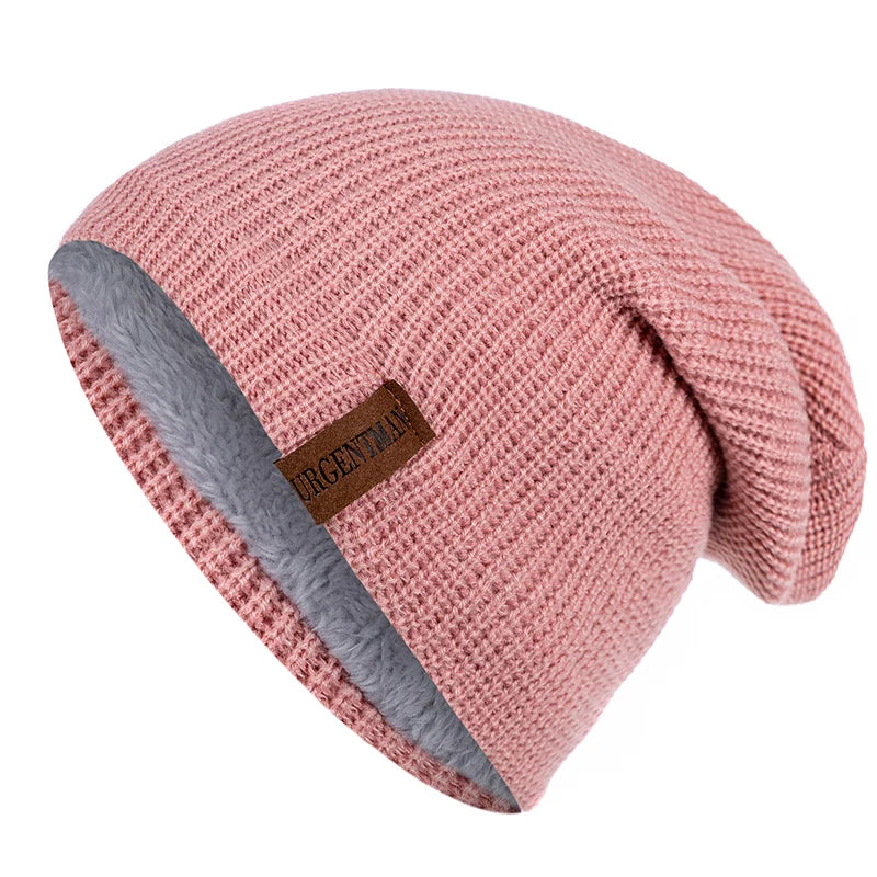 Nieuwe Unisex Brief Beanie Hoed Leisure Toevoegen Bont Gevoerde Winter Hoeden Voor Mannen Vrouwen Warm Houden Gebreide Hoed Mode Effen ski Motorkap Cap