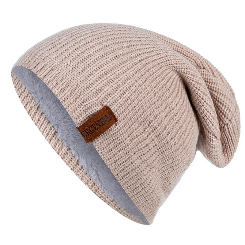 Nieuwe Unisex Brief Beanie Hoed Leisure Toevoegen Bont Gevoerde Winter Hoeden Voor Mannen Vrouwen Warm Houden Gebreide Hoed Mode Effen ski Motorkap Cap