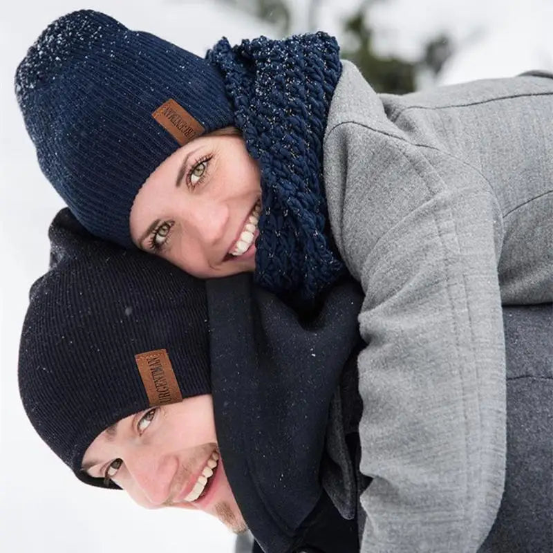 Nieuwe Unisex Brief Beanie Hoed Leisure Toevoegen Bont Gevoerde Winter Hoeden Voor Mannen Vrouwen Warm Houden Gebreide Hoed Mode Effen ski Motorkap Cap