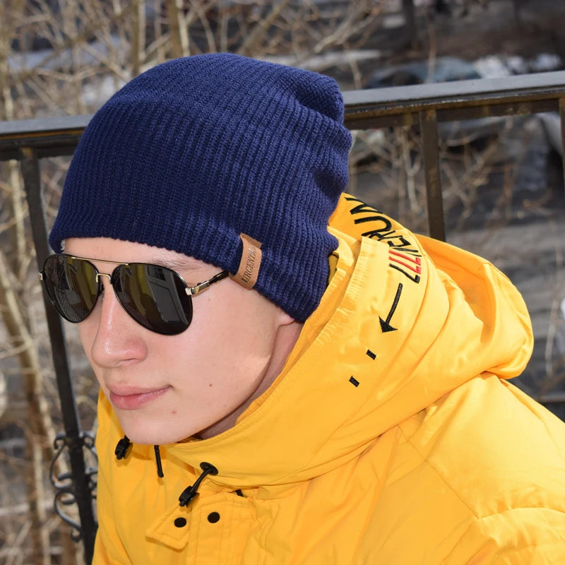 Nieuwe Unisex Brief Beanie Hoed Leisure Toevoegen Bont Gevoerde Winter Hoeden Voor Mannen Vrouwen Warm Houden Gebreide Hoed Mode Effen ski Motorkap Cap