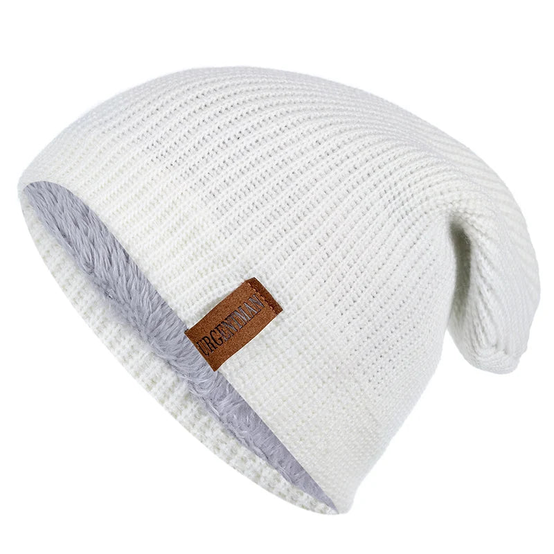 Nieuwe Unisex Brief Beanie Hoed Leisure Toevoegen Bont Gevoerde Winter Hoeden Voor Mannen Vrouwen Warm Houden Gebreide Hoed Mode Effen ski Motorkap Cap