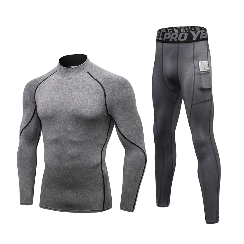 Thermisch Ondergoed Sets Mannen Hoge Kraag Winter Lange Onderbroek Thermo Ondergoed Compressie Zweet Sneldrogende Thermische Kleding