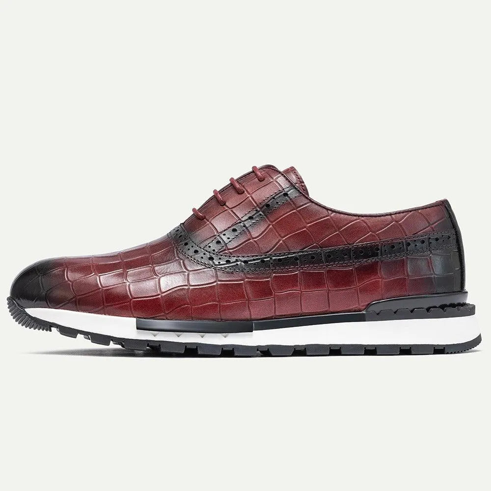 Men's Two-Tone Croc-Embossed Leather Derby Shoes