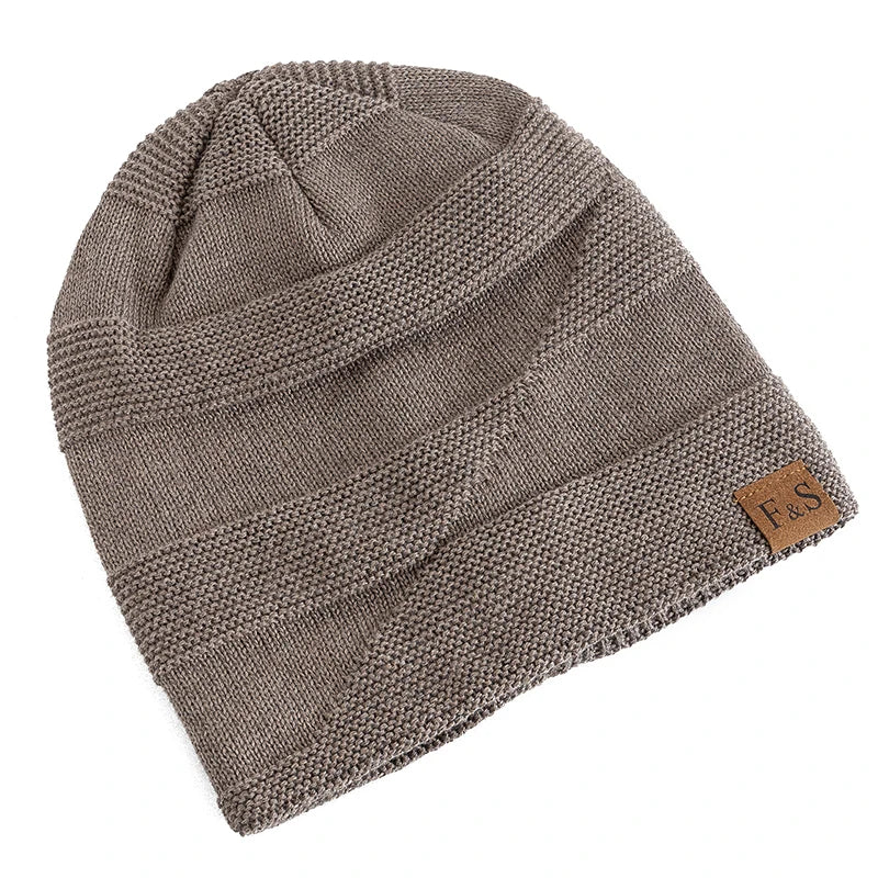 Nieuwe Unisex Slouchy Wintermutsen Met Bont Gevoerde Mannen En Vrouwen Warme Beanie Cap Casual Label Decor Winter Gebreide Mutsen