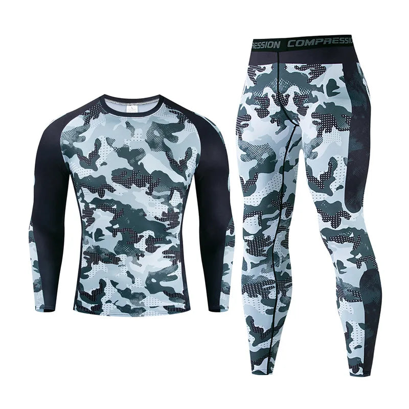 Mannen Thermisch Ondergoed Voor Mannen Mannelijke Thermo Camouflage Kleding Lange Onderbroek Set Panty Winter Compressie Ondergoed Snel Droog