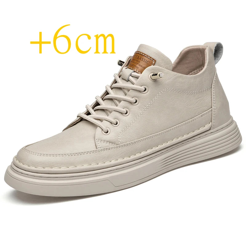 Echt Lederen Verhoogde Schoenen Lift Schoenen Hoogte Verhogen Schoenen Mannen Hoogte Verhogen Inlegzool 6Cm Heren Sneakers Sportschoenen