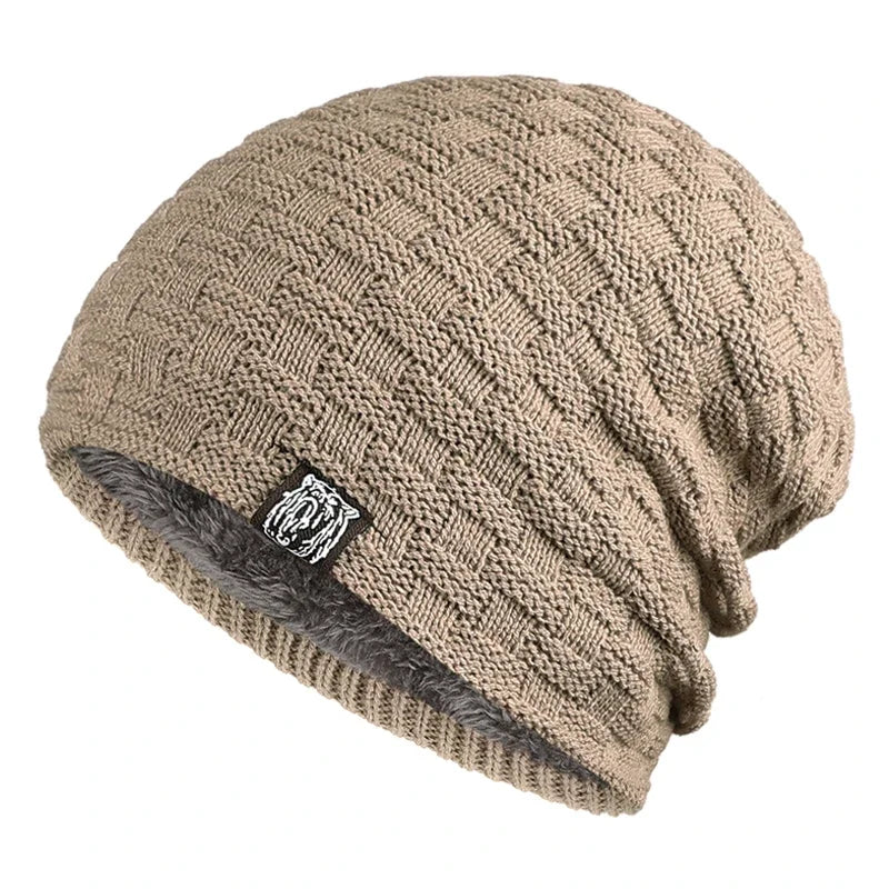 Winter Mannen Pluche Hoed Voering Mutsen Outdoor Sport Warm Houden Gebreide Skullies