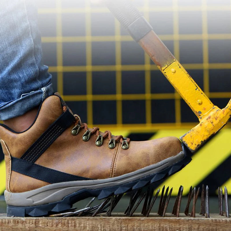 Pu Lederen Waterdichte Heren Schoenen Veiligheidsschoenen Voor Mannen Veiligheidsschoenen Stalen Neus Werklaarzen Werkschoenen Resistente Laarzen