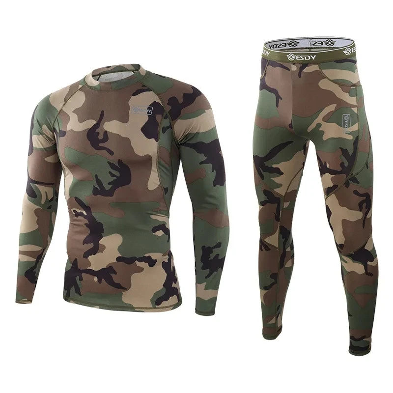 Thermisch Ondergoed Heren Winter Fleece Warme Panty Compressie Sneldrogende Thermo Lingerie Set Lange Onderbroek Man Camouflage Kleding