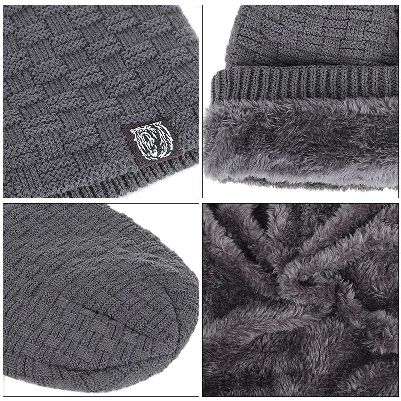 Winter Mannen Pluche Hoed Voering Mutsen Outdoor Sport Warm Houden Gebreide Skullies