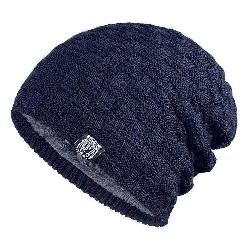 Winter Mannen Pluche Hoed Voering Mutsen Outdoor Sport Warm Houden Gebreide Skullies