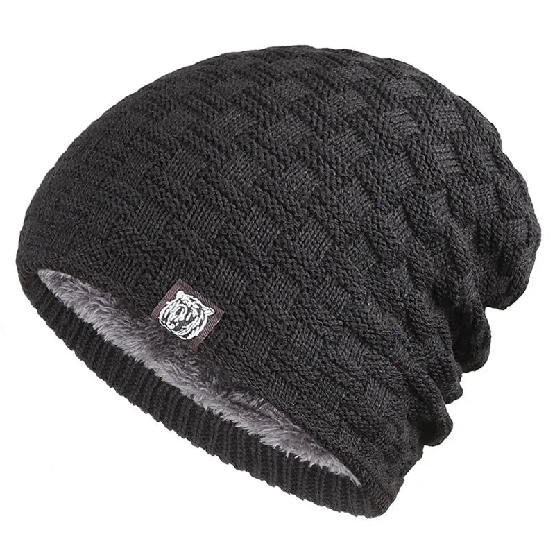 Winter Mannen Pluche Hoed Voering Mutsen Outdoor Sport Warm Houden Gebreide Skullies