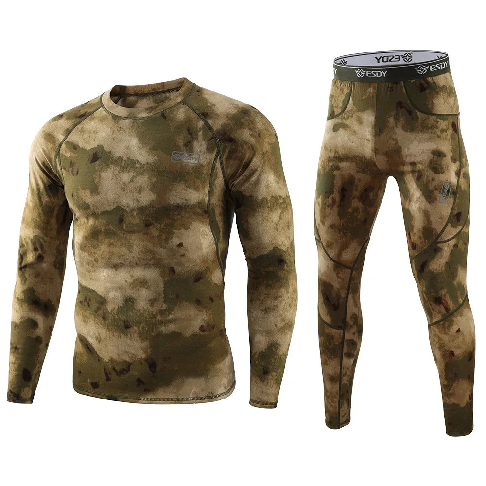 Thermisch Ondergoed Heren Winter Fleece Warme Panty Compressie Sneldrogende Thermo Lingerie Set Lange Onderbroek Man Camouflage Kleding