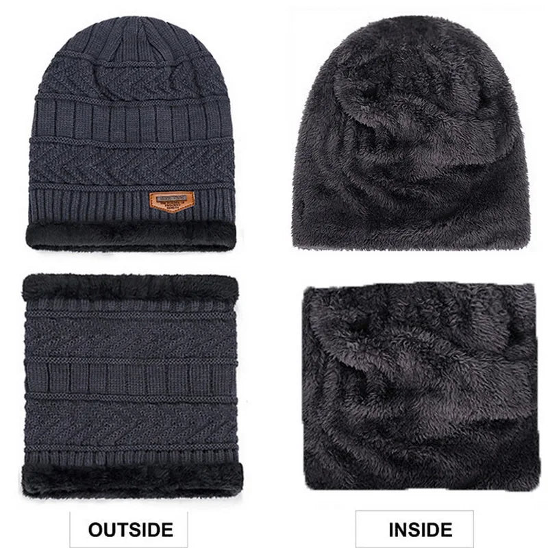 Winter Hoeden Gebreide Muts Mannen En Vrouwen Fluwelen Hoed Koraal Fleece Sjaal Outdoor Rijhoed Warme Verdikking Plus Fluwelen Nek Bescherm Pet