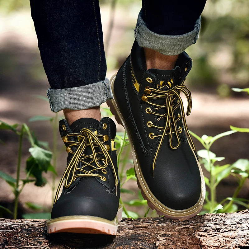 Mannen Vrouwen Leer Winter Enkel Treking Militaire Sneeuw Geel Zwart Tactische Laarzen Outdoor Schoenen Voor Mannen Werken Schoenen Snealers