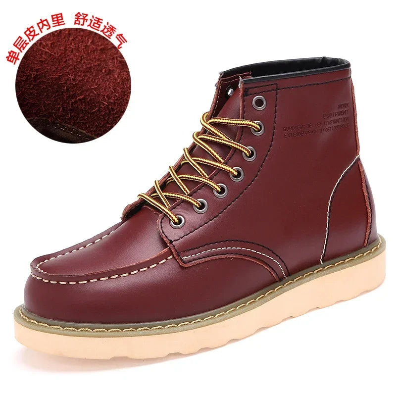 Fluwelen Heren Leren Laarzen Britse Stijl Motorboot Casual Lederen Werkschoenen Warm Antislip Waterdicht Trendy Katoenen Schoen