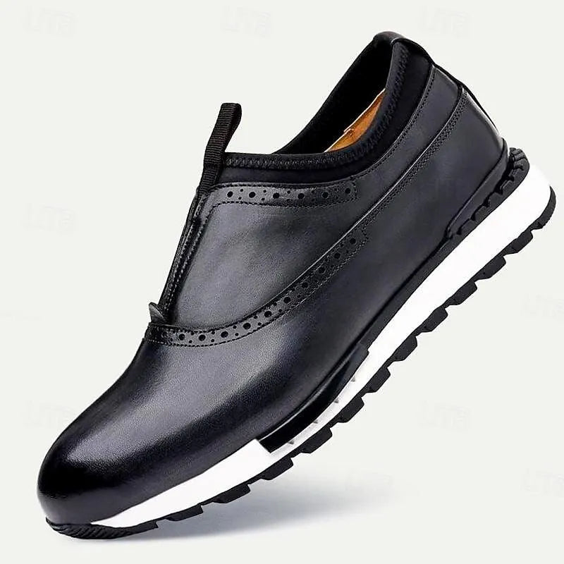 Men's Leather Brogue Slip-On Sneakers