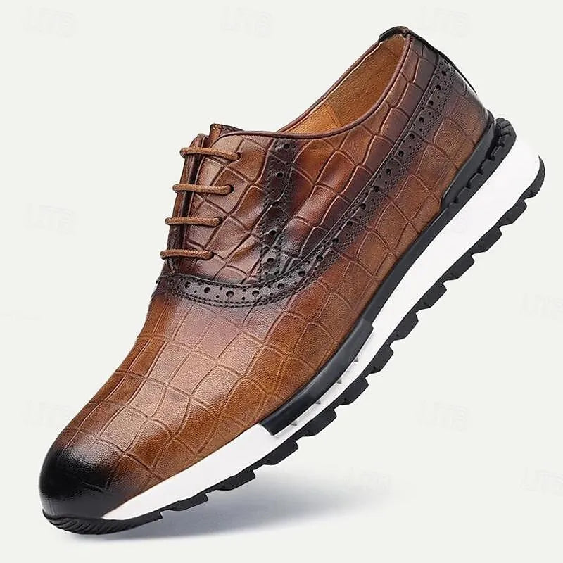 Men's Two-Tone Croc-Embossed Leather Derby Shoes