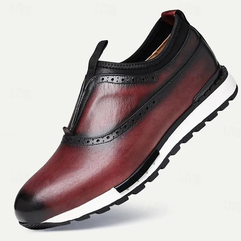 Men's Leather Brogue Slip-On Sneakers