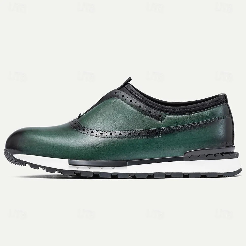 Men's Leather Brogue Slip-On Sneakers