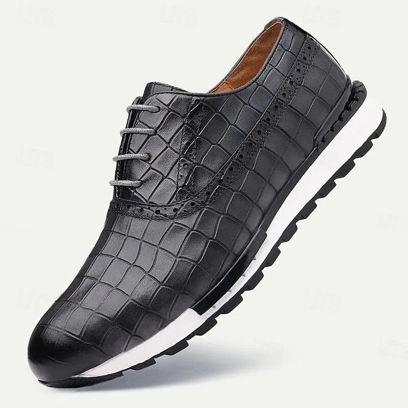 Men's Two-Tone Croc-Embossed Leather Derby Shoes