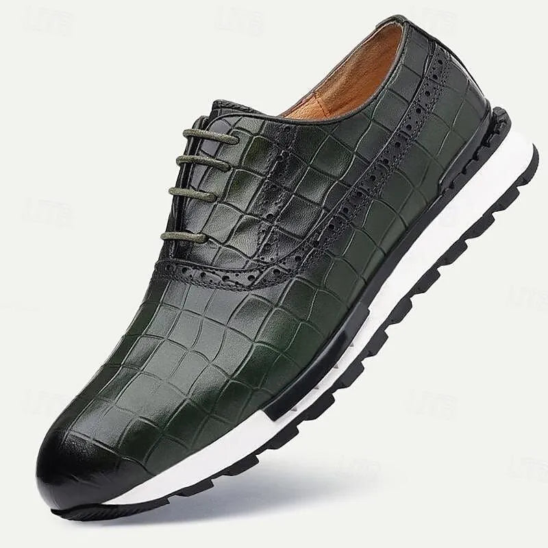 Men's Two-Tone Croc-Embossed Leather Derby Shoes