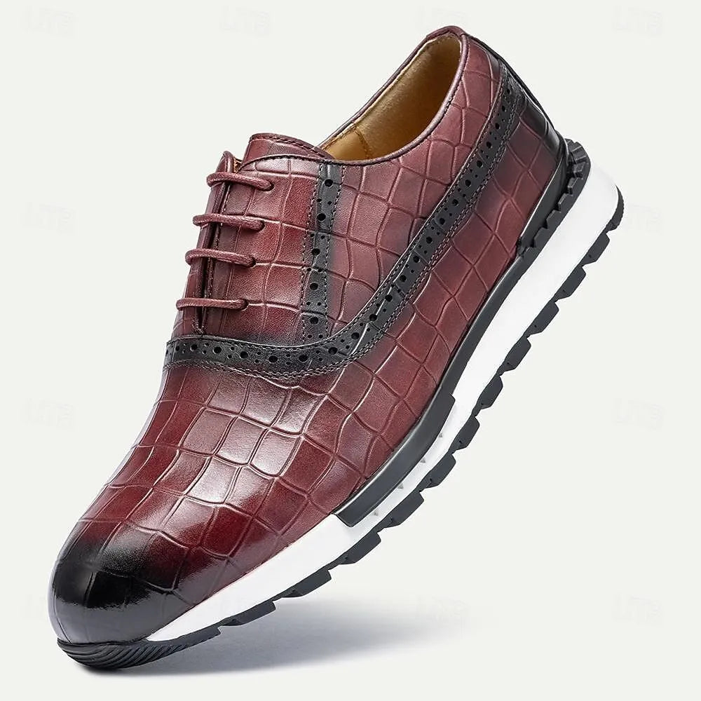 Men's Two-Tone Croc-Embossed Leather Derby Shoes