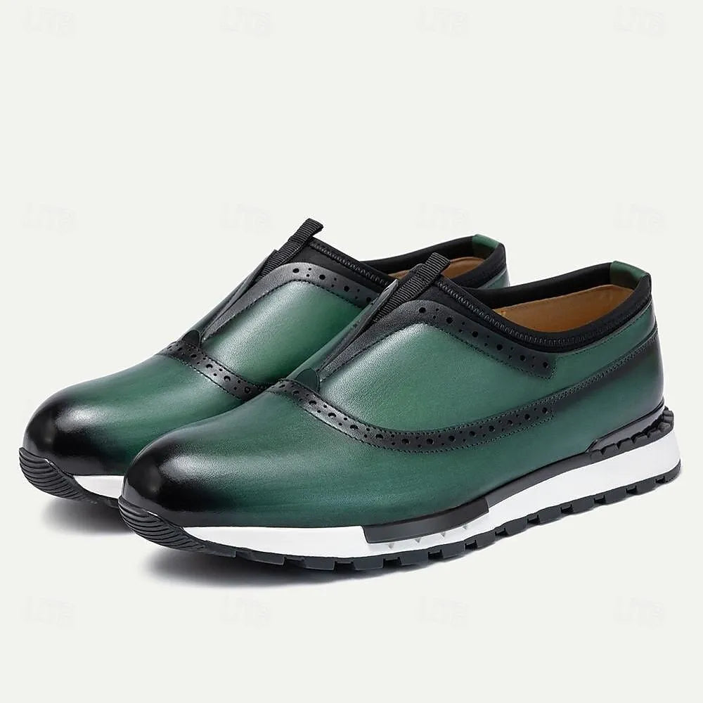 Men's Leather Brogue Slip-On Sneakers