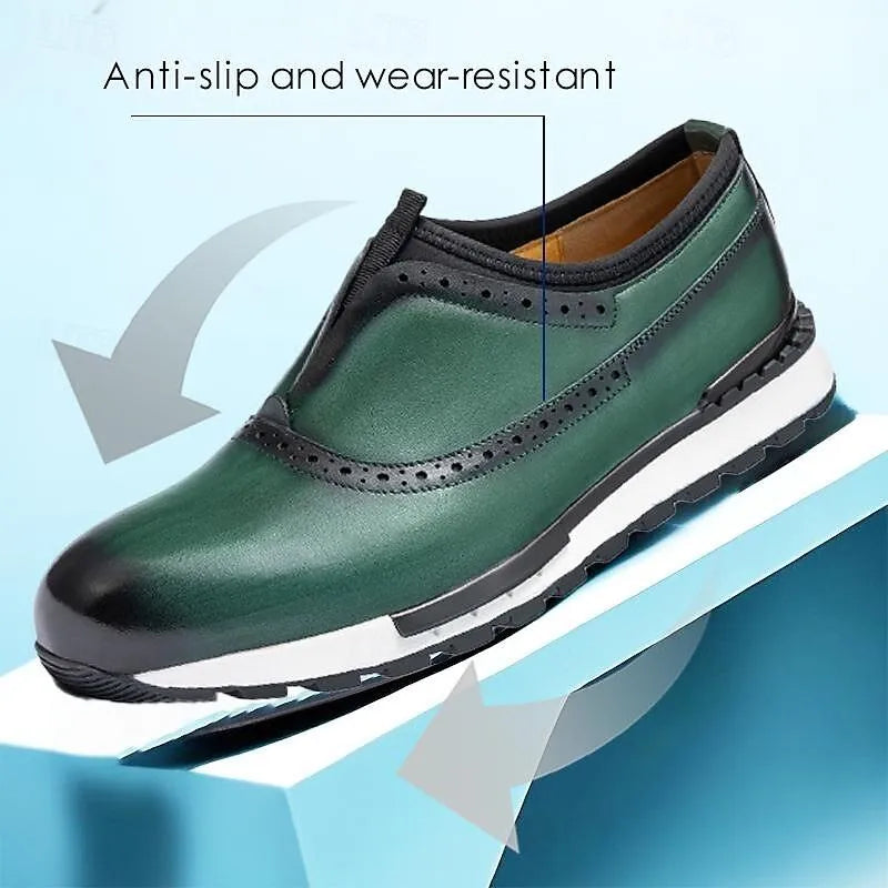 Men's Leather Brogue Slip-On Sneakers