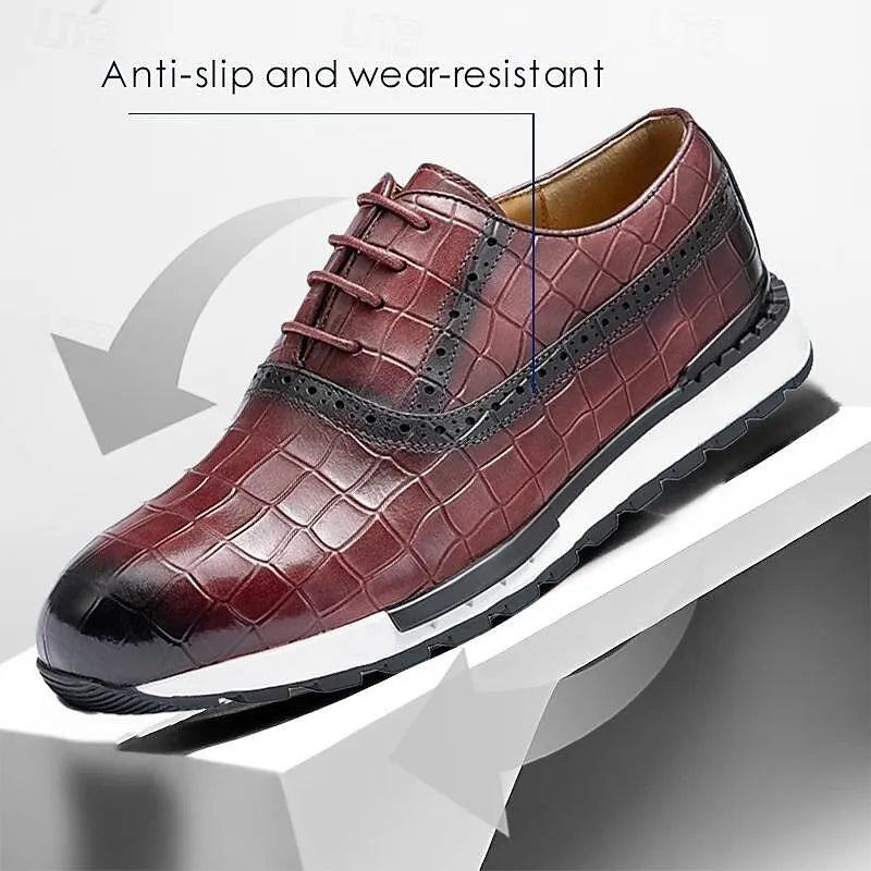 Men's Two-Tone Croc-Embossed Leather Derby Shoes