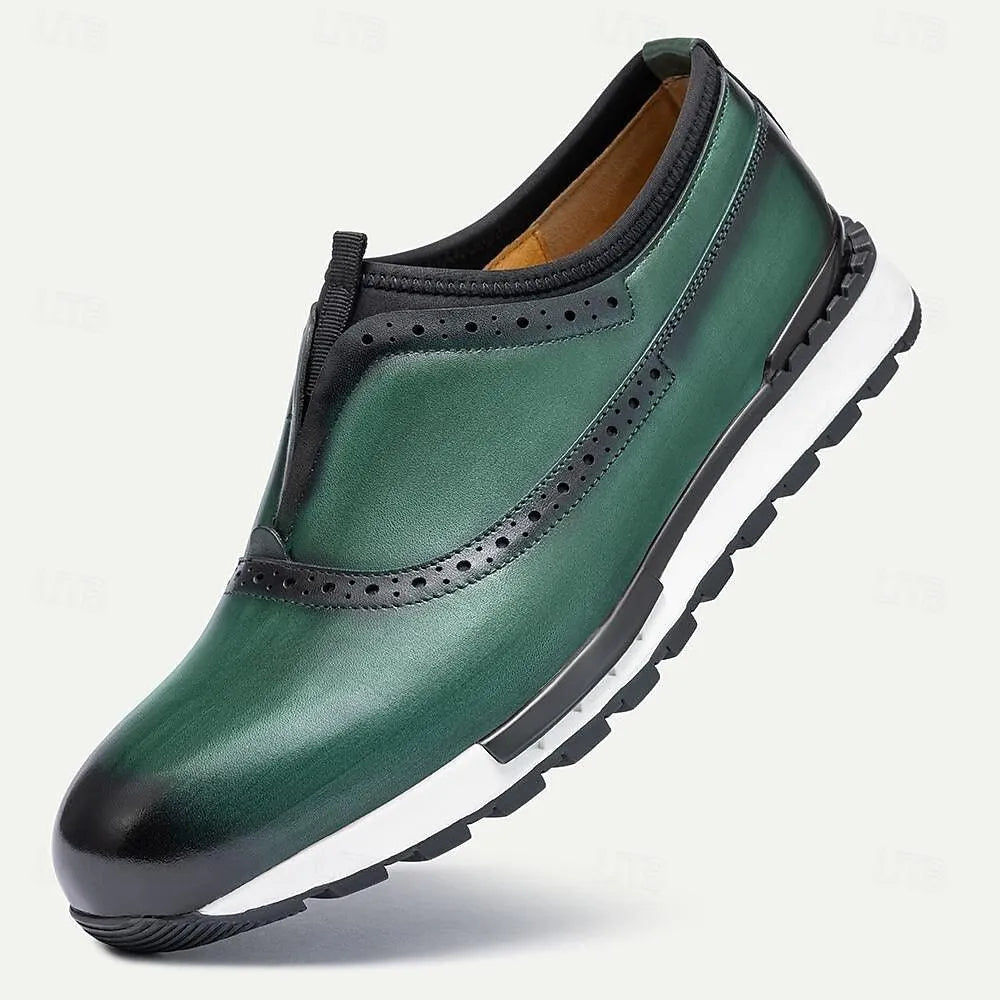 Men's Leather Brogue Slip-On Sneakers