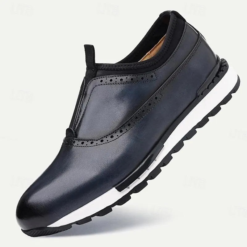 Men's Leather Brogue Slip-On Sneakers