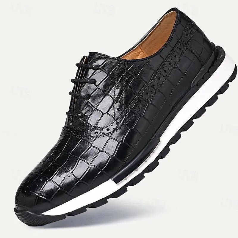 Men's Two-Tone Croc-Embossed Leather Derby Shoes