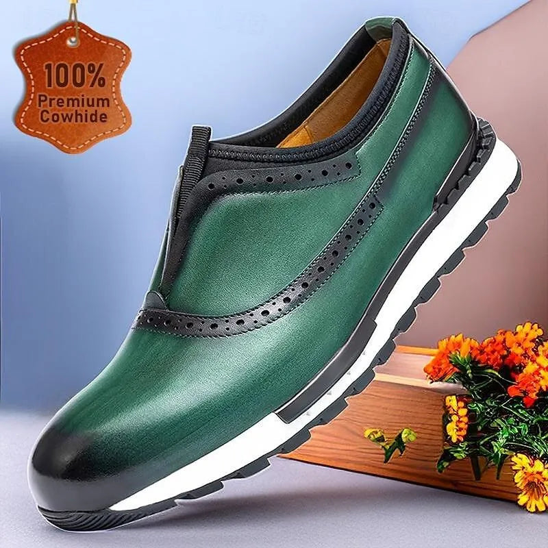 Men's Leather Brogue Slip-On Sneakers