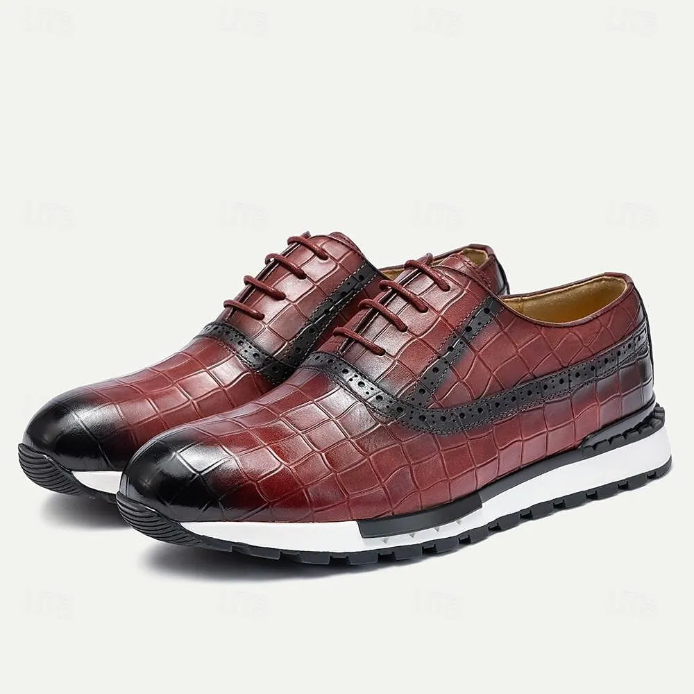 Men's Two-Tone Croc-Embossed Leather Derby Shoes