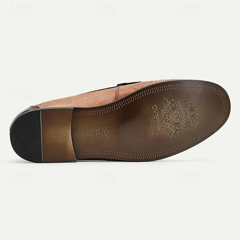 Men's Brown Perforated Leather Loafers