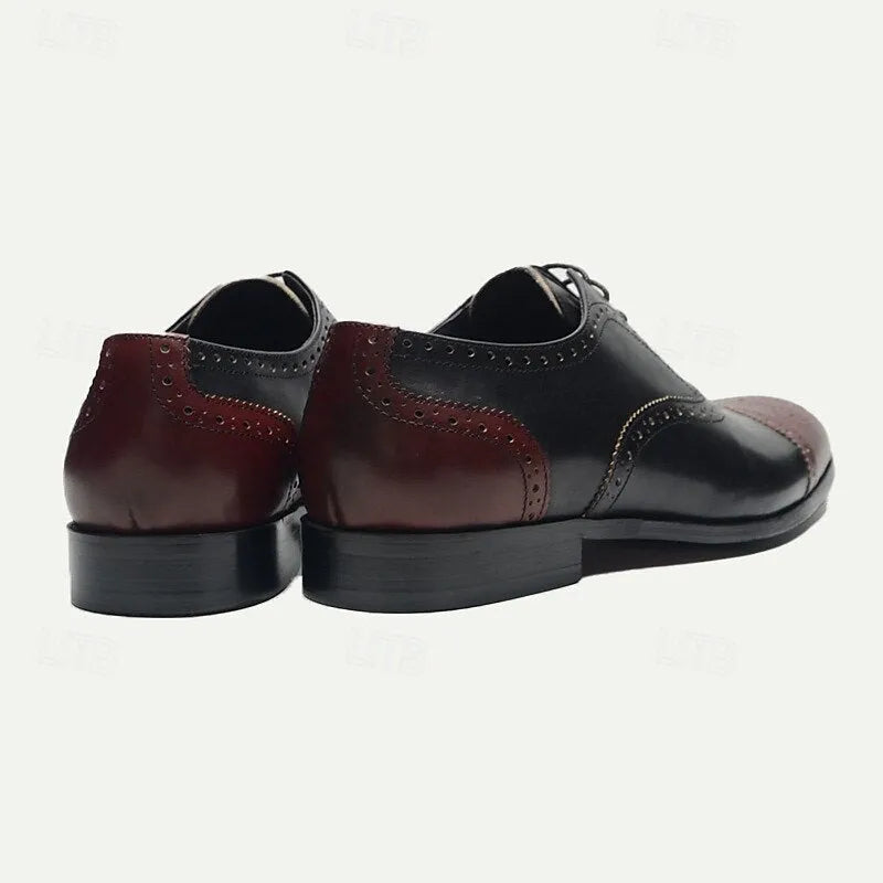 Men's Two-Tone Premium Cowhide Brogue Oxford Shoes-Perfect for Formal Occasions & Business Attire