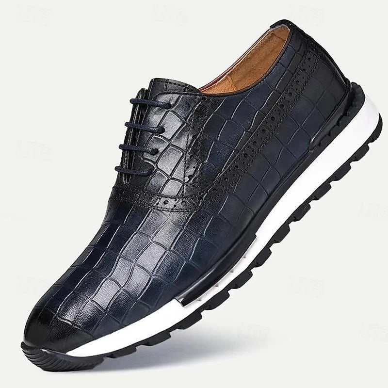 Men's Two-Tone Croc-Embossed Leather Derby Shoes