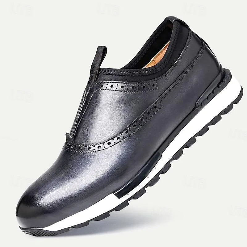 Men's Leather Brogue Slip-On Sneakers